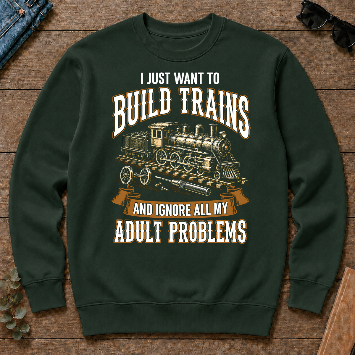 Vintage I Just Want To Build Trains - forest-green - CS2D-ForestGreen