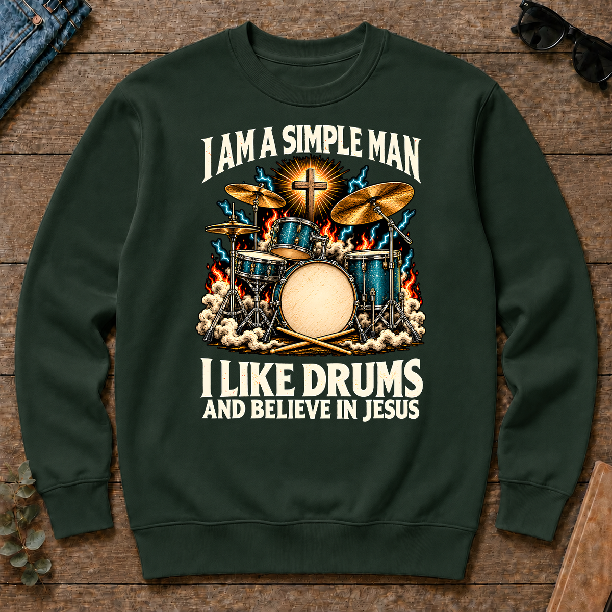 I Like Drums & Believe In Jesus - forest-green - CS2D-ForestGreen