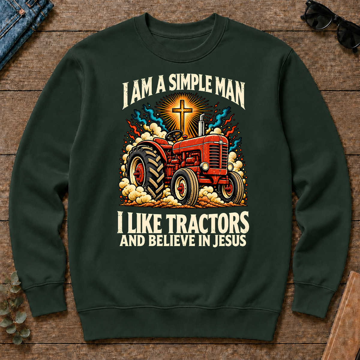 I Like Tractors & Believe In Jesus - forest-green - CS2D-ForestGreen