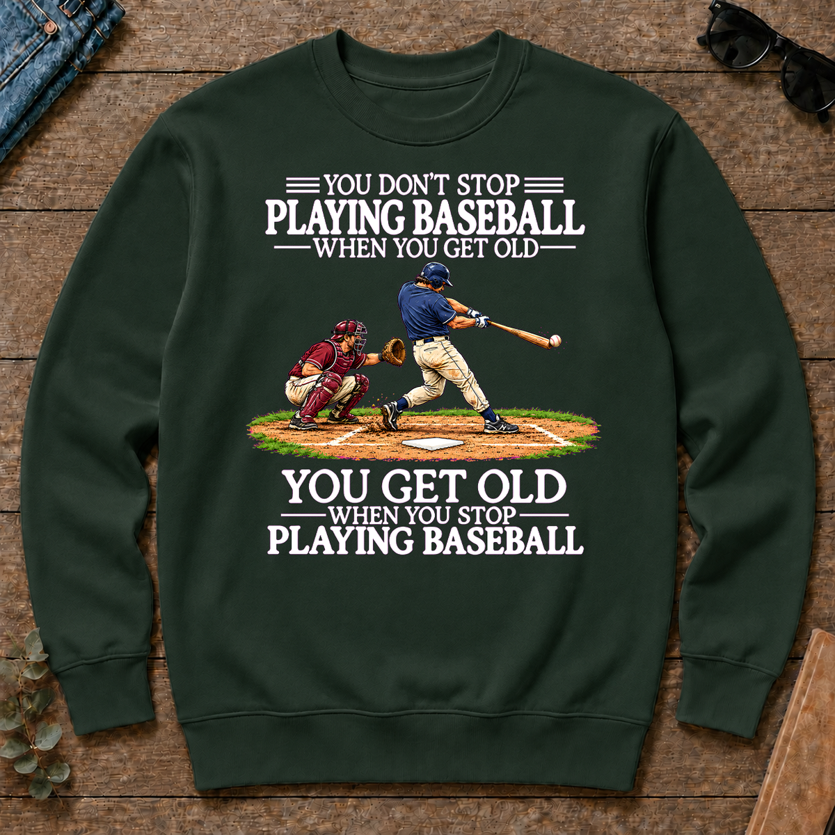 Old Man Don't Stop Baseball - forest-green - CS2D-ForestGreen