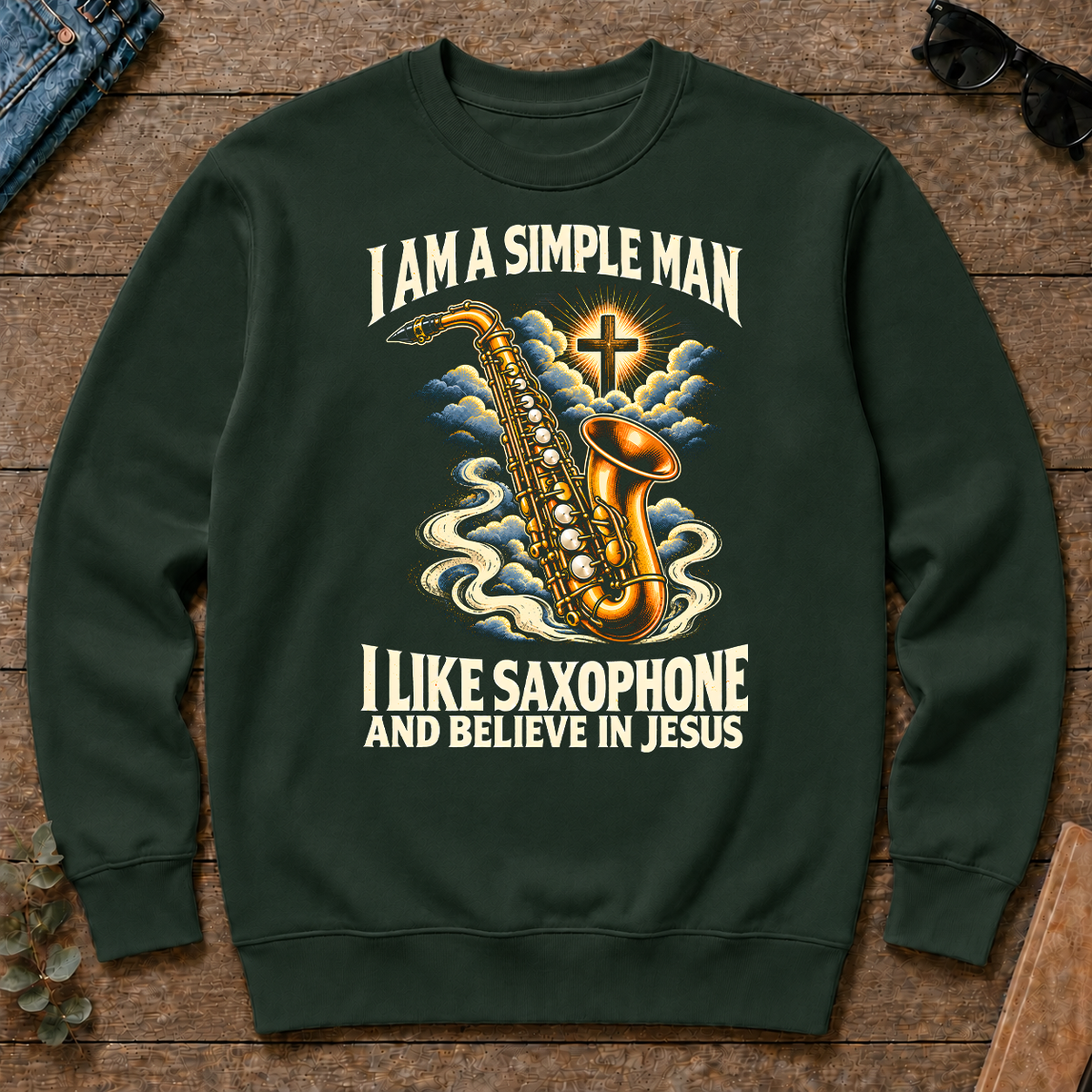 I Like Saxophone & Believe In Jesus - forest-green - CS2D-ForestGreen