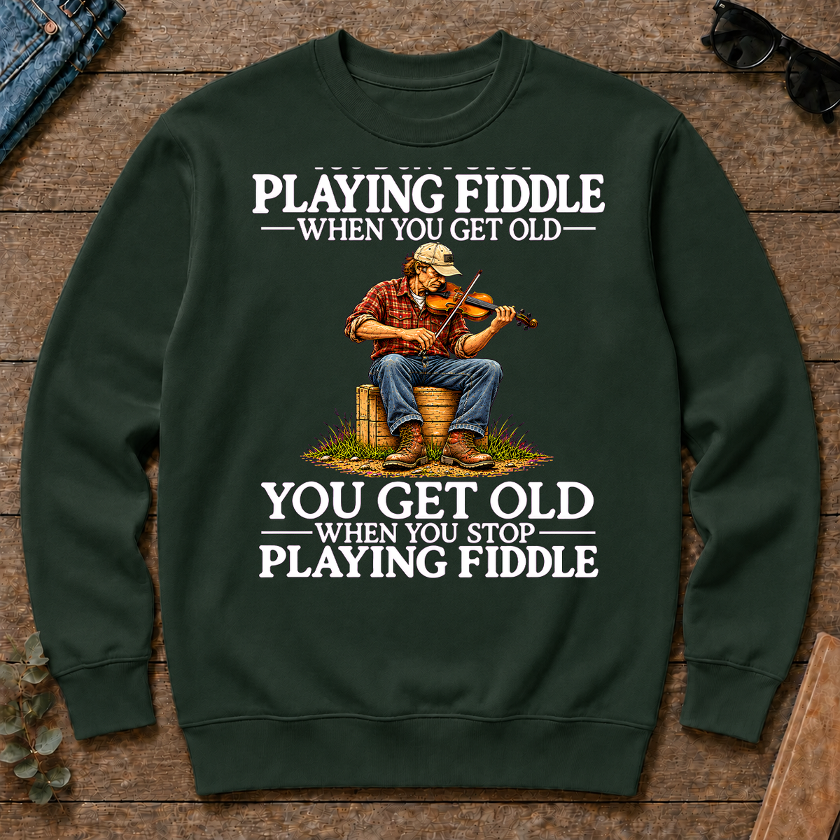 Old Man Don't Stop Playing Playing Fiddle - forest-green - CS2D-ForestGreen