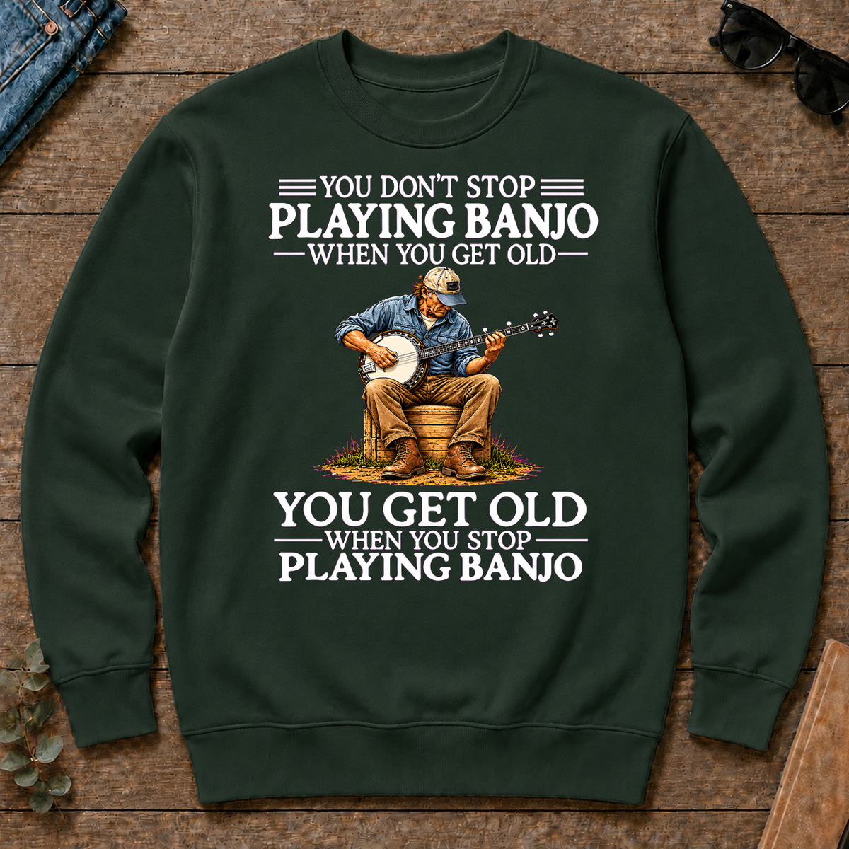 Old Man Don't Stop Playing Banjo - forest-green - CS2D-ForestGreen