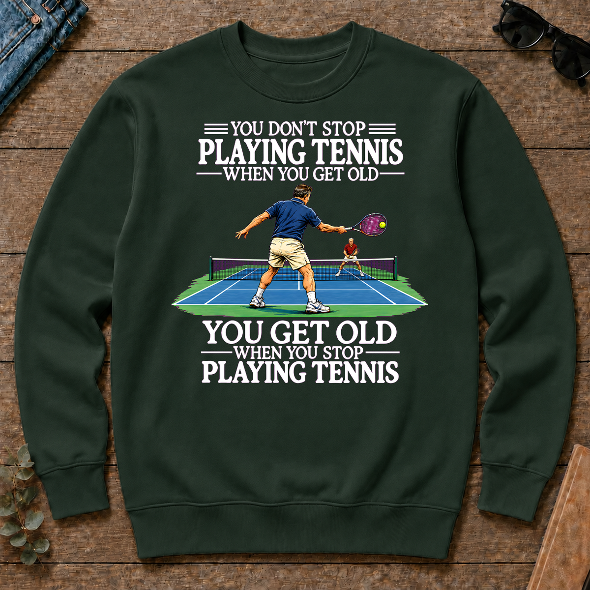 Old Man Don't Stop Tennis - forest-green - CS2D-ForestGreen