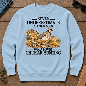 Never Underestimate An Old Man Who Loves Chukar Hunting - light-blue - CS2D-LightBlue