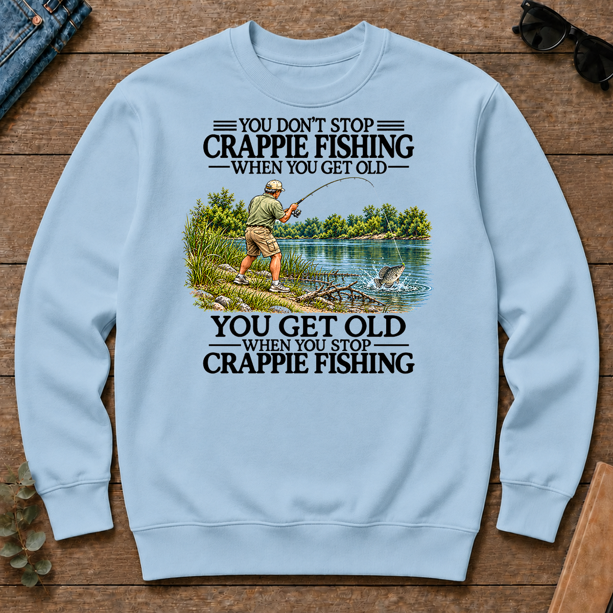 Don't Stop Crappie Fishing Vintage - light-blue - CS2D-LightBlue