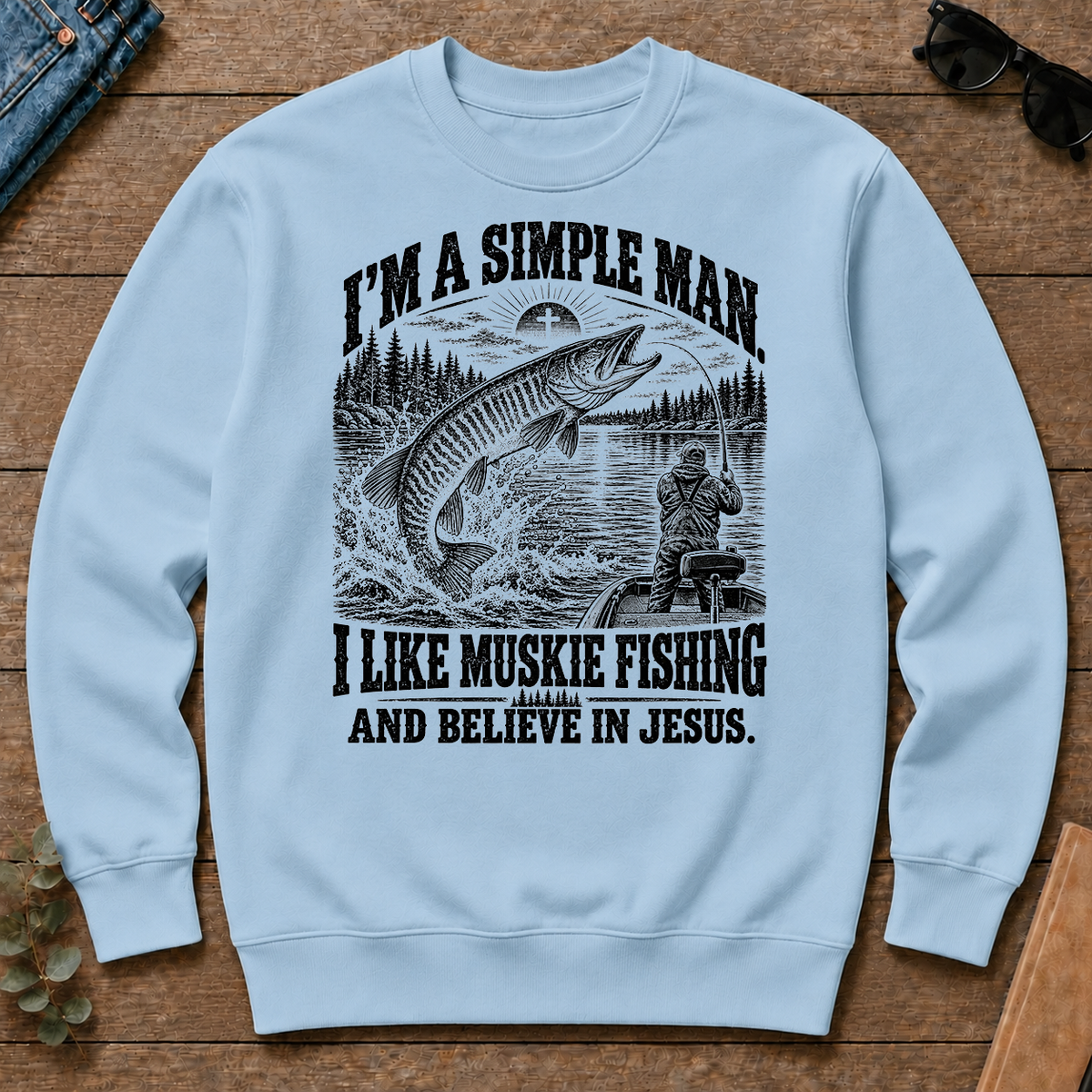 I like Muskie Fishing Believe In Jesus - light-blue - CS2D-LightBlue