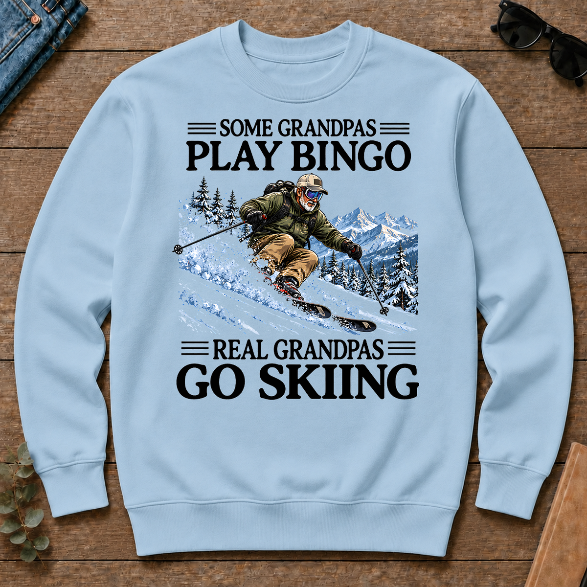 Some Grandpas Play Bingo Real Grandpas Go Skiing - light-blue - CS2D-LightBlue