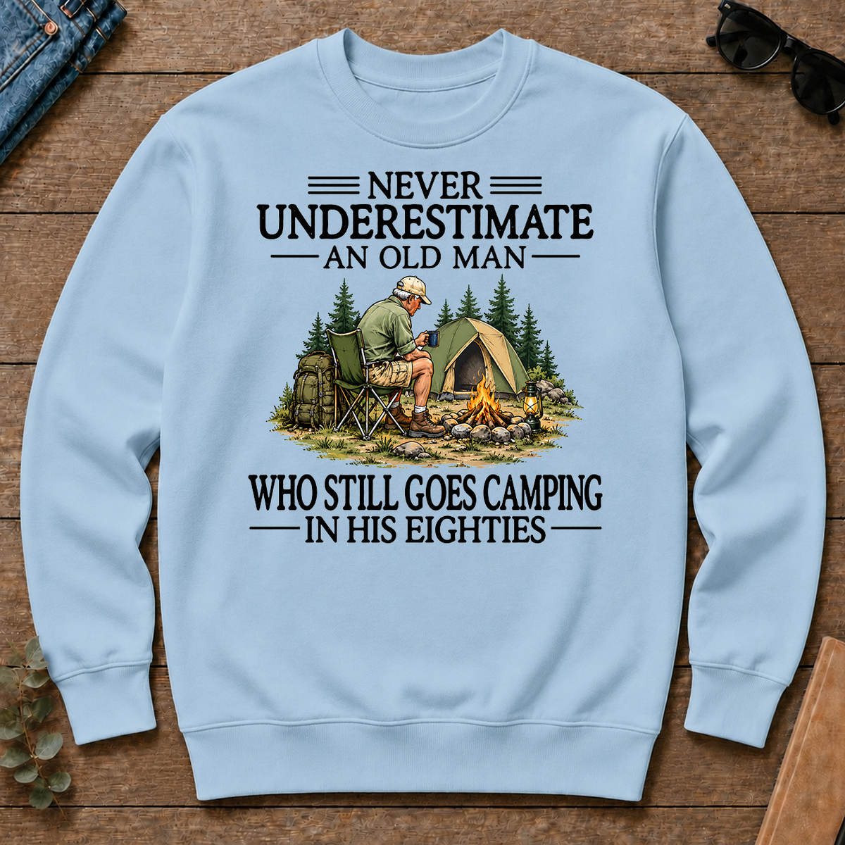 Never Underestimate An Old Man Camping 80s - light-blue - CS2D-LightBlue