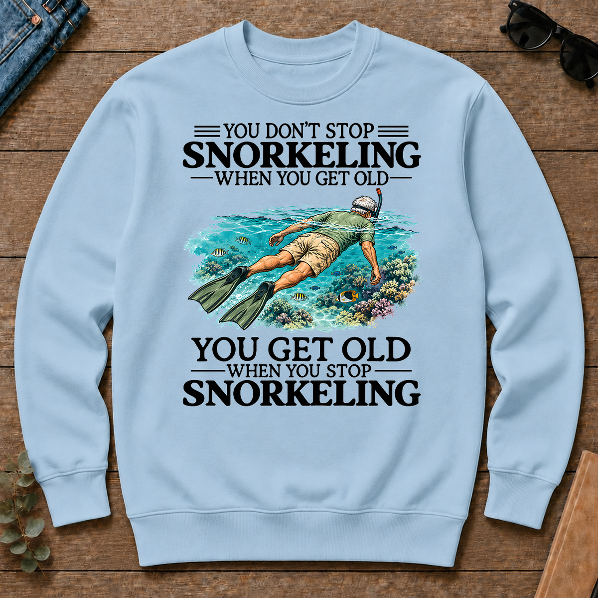 Don't Stop Snorkeling Vintage Art - light-blue - CS2D-LightBlue