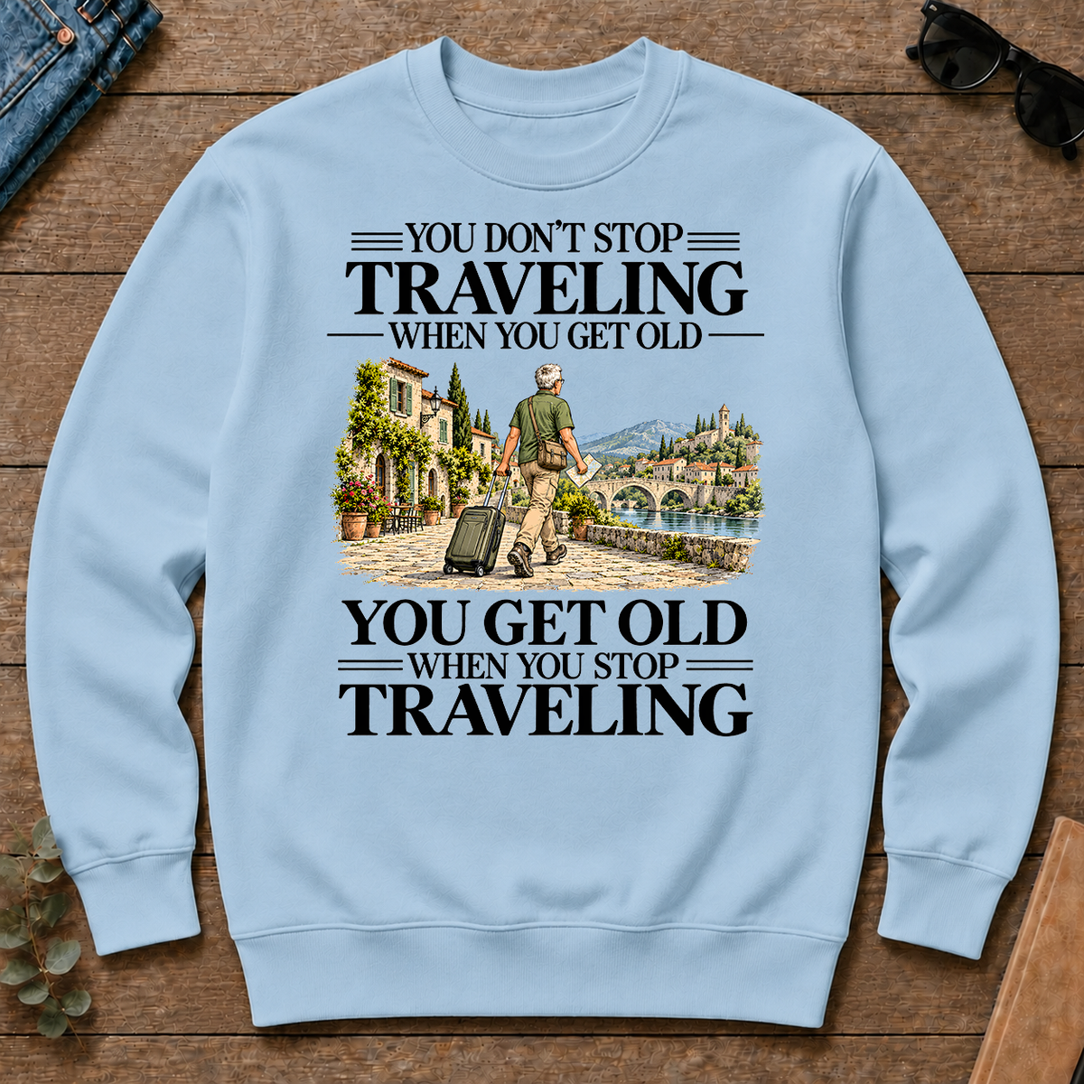 Don't Stop Traveling Vintage Art - light-blue - CS2D-LightBlue