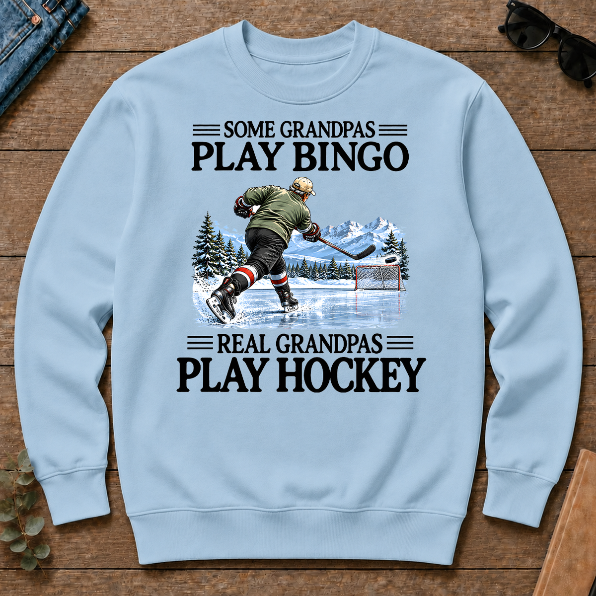 Some Grandpas Play Bingo Real Grandpas Play Hockey - light-blue - CS2D-LightBlue