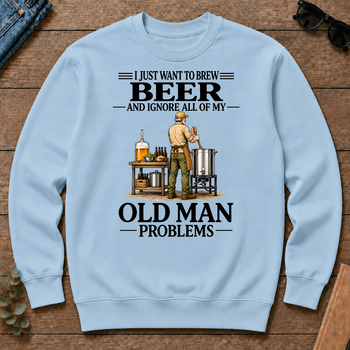 I Just Want To Brew Beer Vintage - light-blue - CS2D-LightBlue