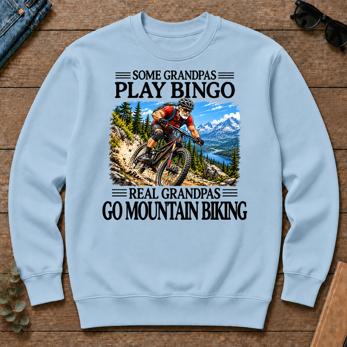 Some Grandpas Play Bingo Real Grandpas Go Mountain Biking - light-blue - CS2D-LightBlue