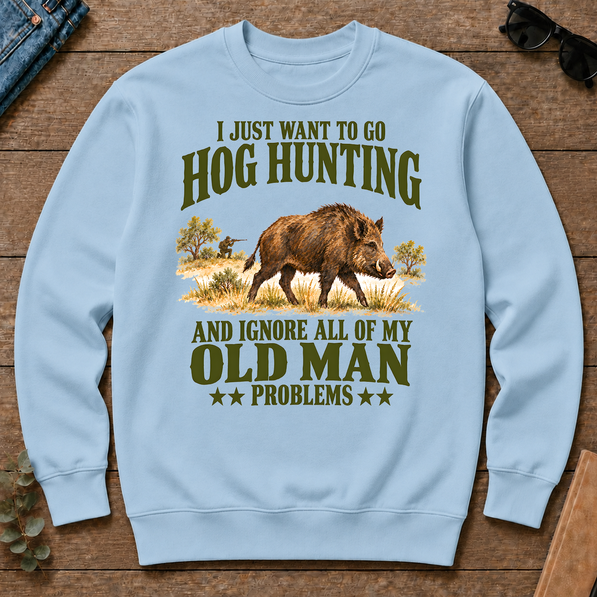 I Just Want To Go Hog Hunting Vector - light-blue - CS2D-LightBlue