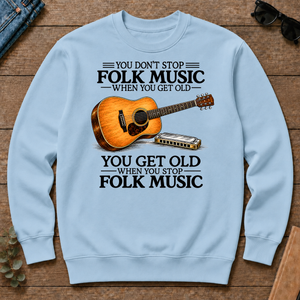 Don't Stop Playing Folk Music Vintage Art - light-blue - CS2D-LightBlue
