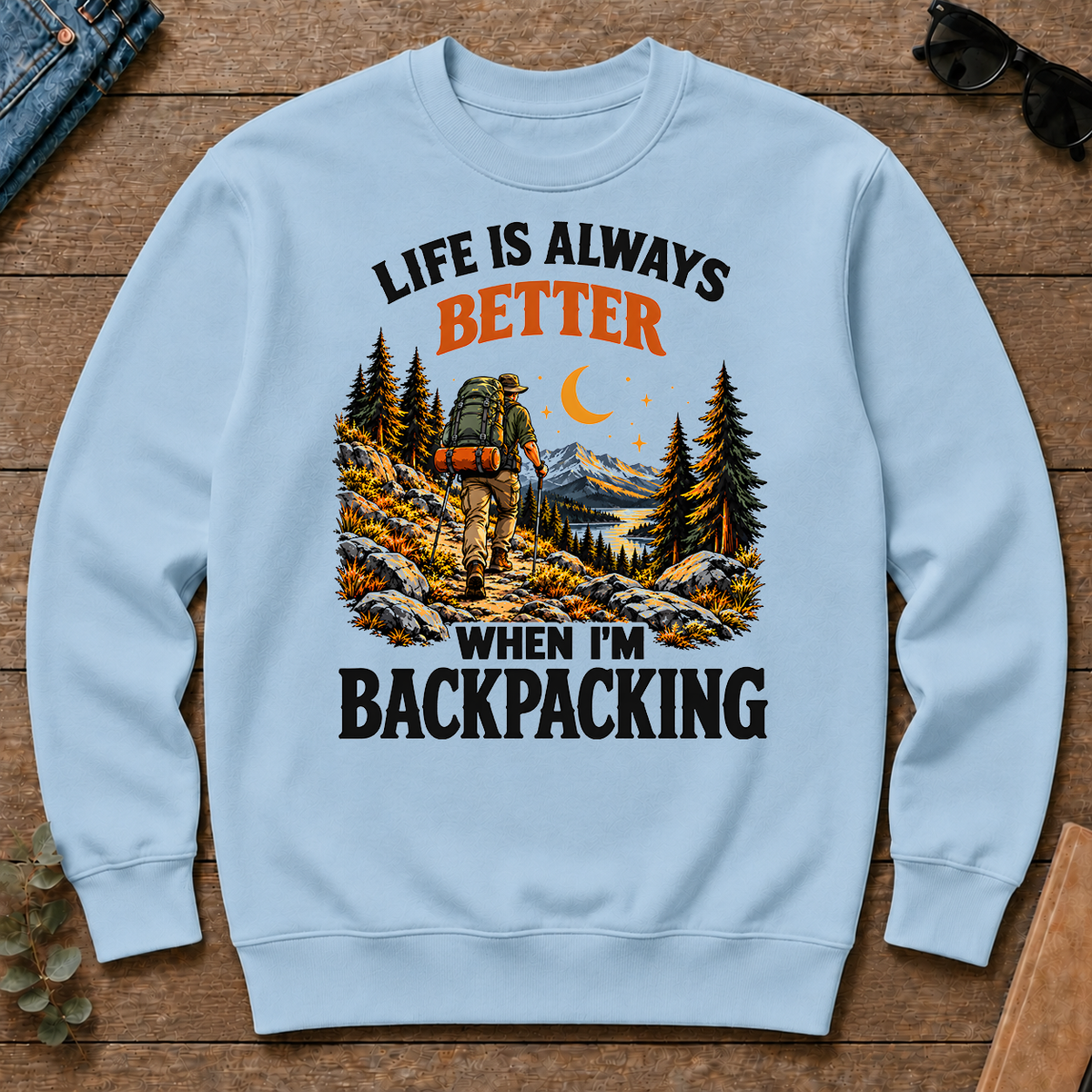 Retro Life Is Always Better When I Am Backpacking - light-blue - CS2D-LightBlue