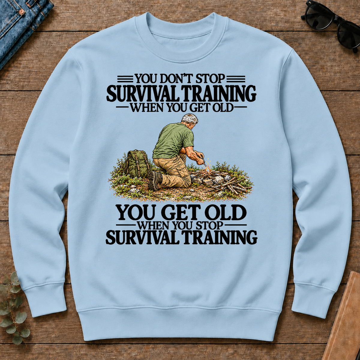 Don't Stop Survival Training Vintage Art - light-blue - CS2D-LightBlue