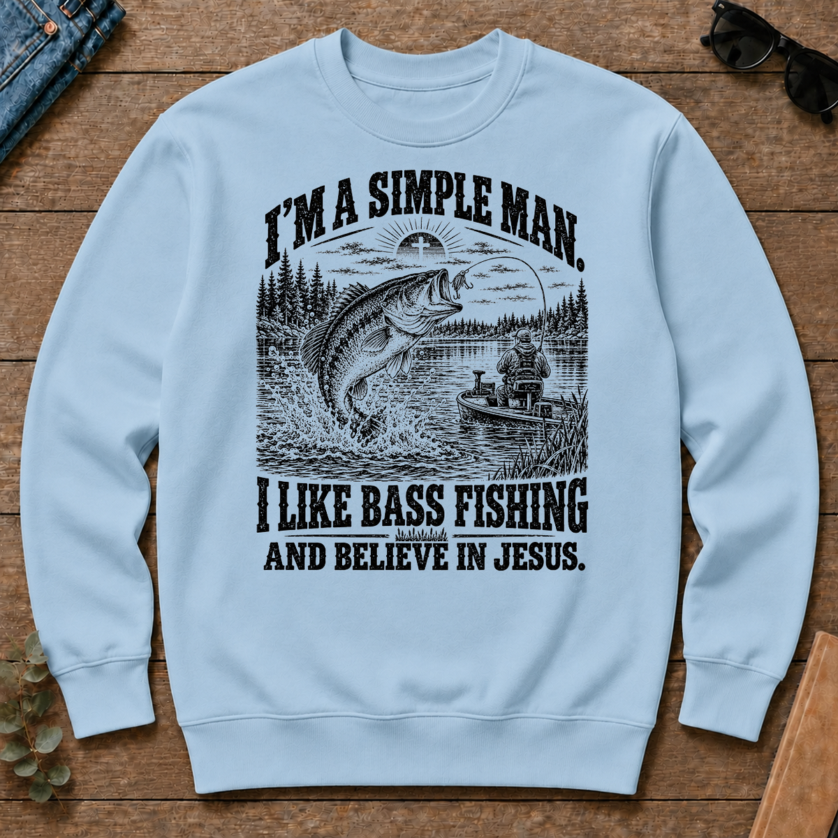 I like Bass Fishing Believe In Jesus - light-blue - CS2D-LightBlue