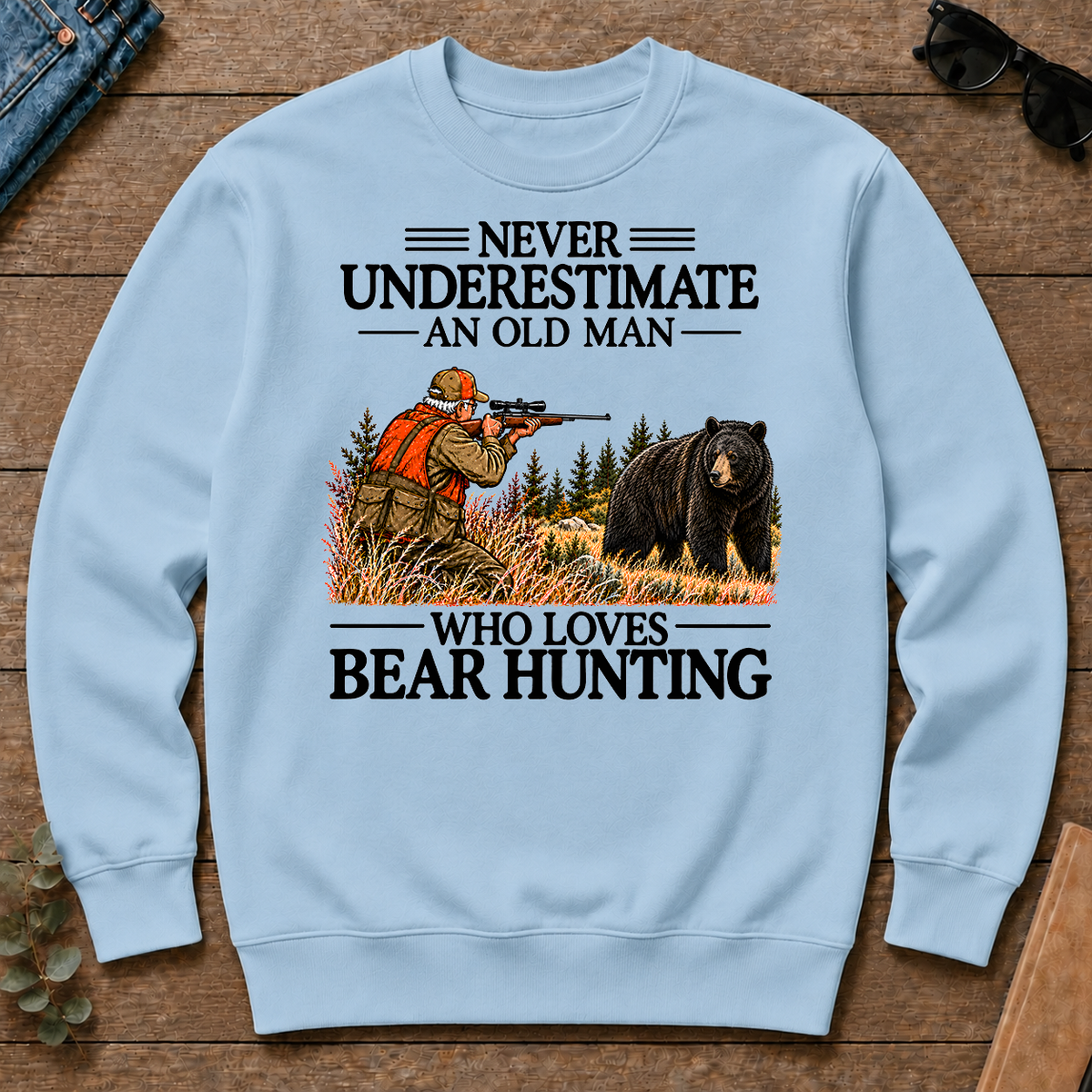 Never Underestimate An Old Man Bear Hunting - light-blue - CS2D-LightBlue