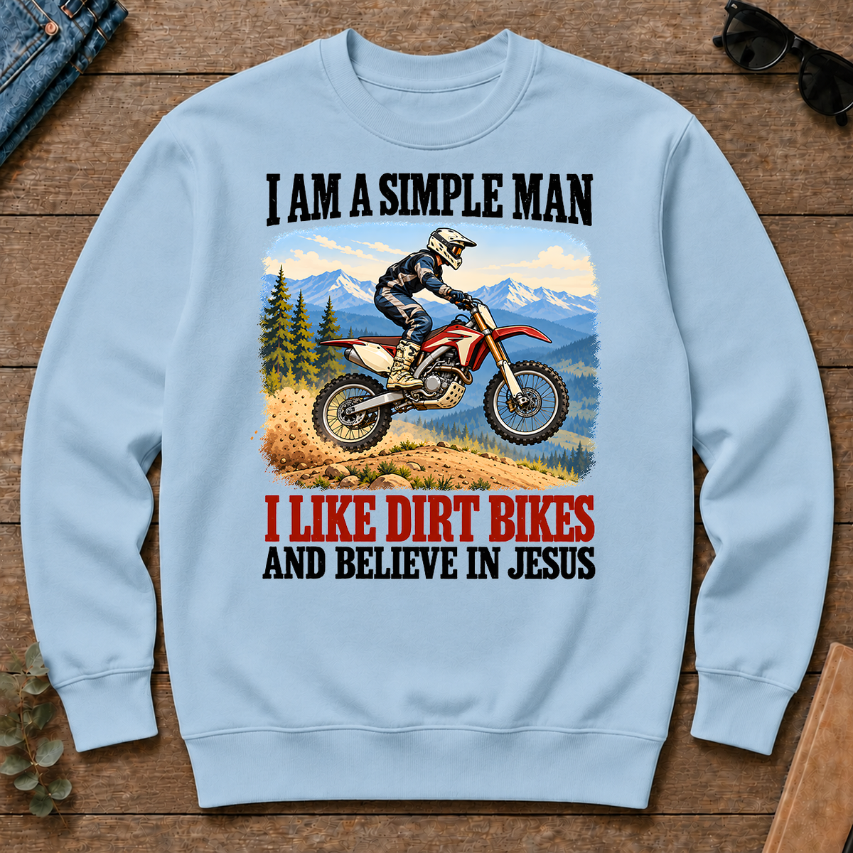 I Like Dirt Bikes And Believe In Jesus - light-blue - CS2D-LightBlue