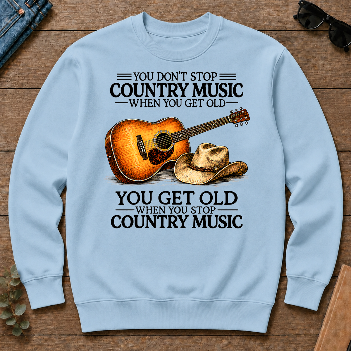 Don't Stop Playing Country Music Vintage Art - light-blue - CS2D-LightBlue