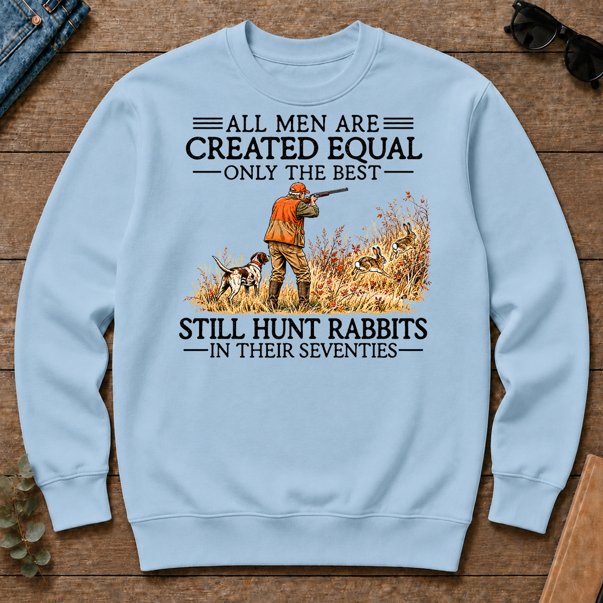 All Men Are Created Equal Rabbits Hunting 70s Vintage - light-blue - CS2D-LightBlue