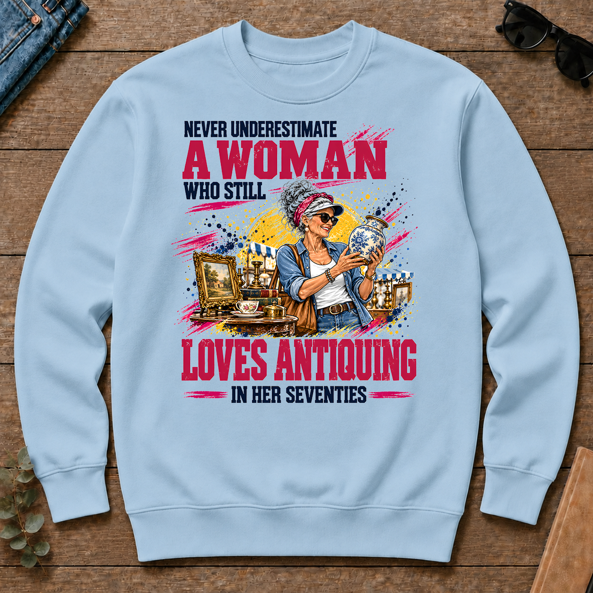 A Woman Still Loves Antiquing In Her 70s - light-blue - CS2D-LightBlue