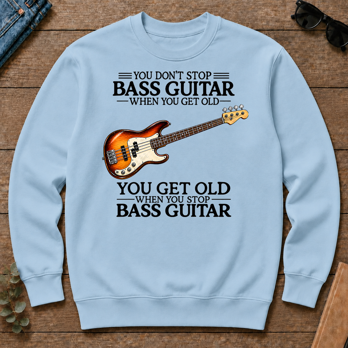 Don't Stop Playing Bass Guitar Vintage Art - light-blue - CS2D-LightBlue