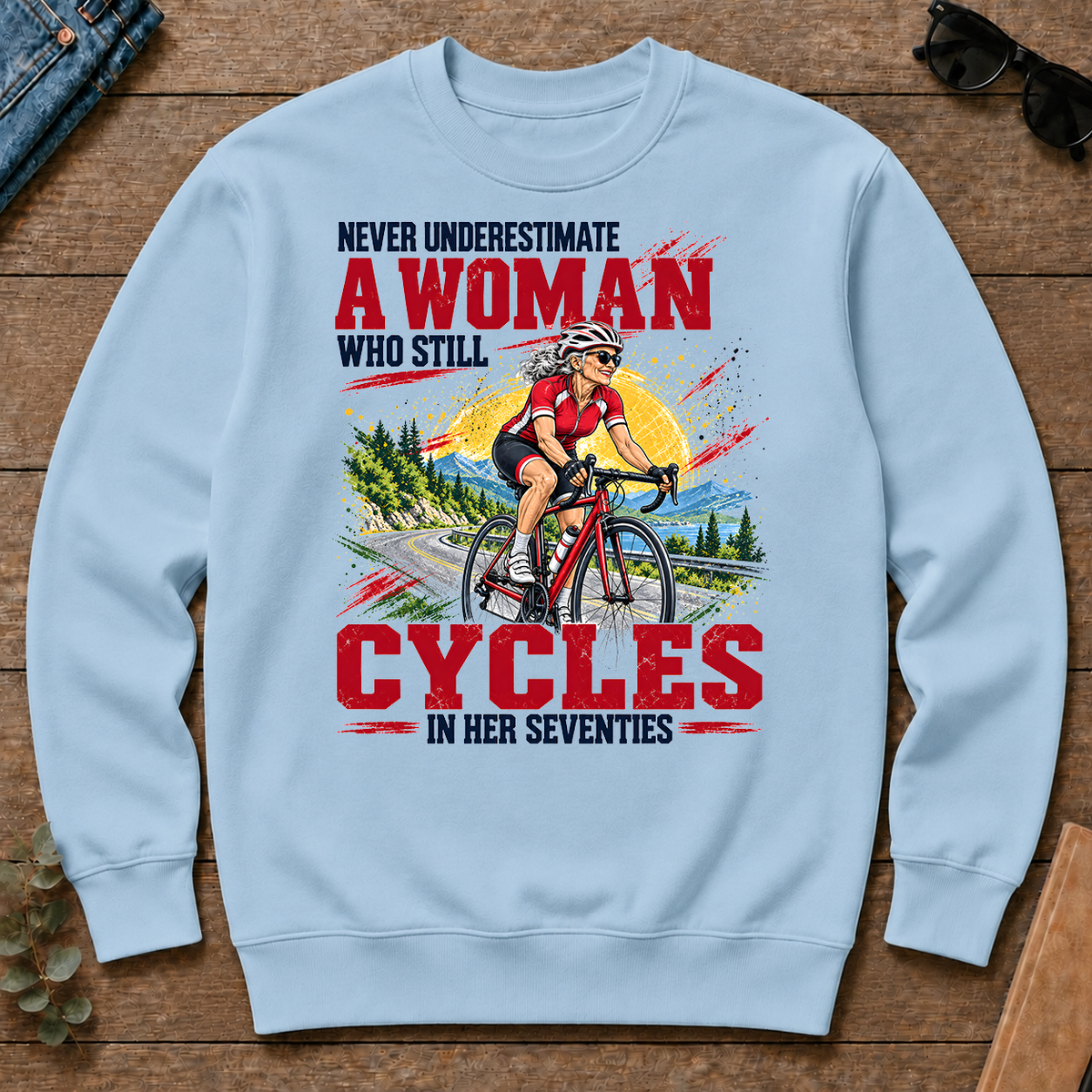 A Woman Still Cycles In Her 70s - light-blue - CS2D-LightBlue
