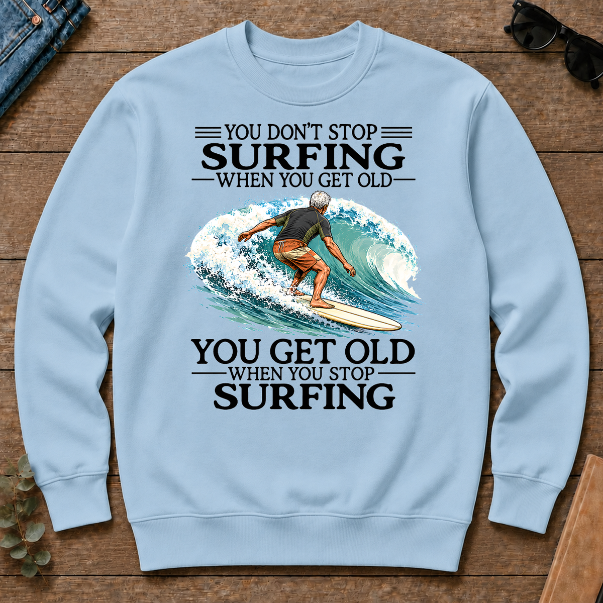 Don't Stop Surfing Vintage Art - light-blue - CS2D-LightBlue