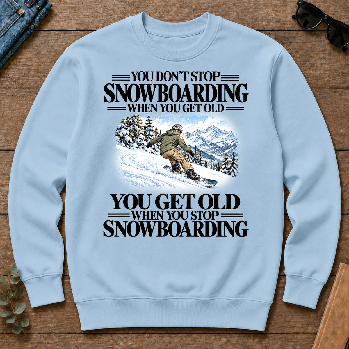 Don't Stop Snowboarding Vintage Art - light-blue - CS2D-LightBlue