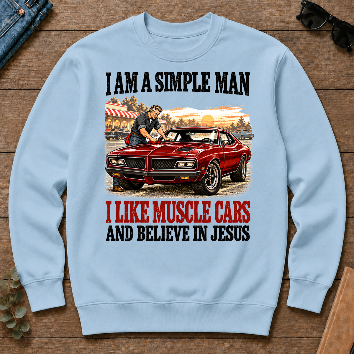 I Like Muscle Cars And Believe In Jesus - light-blue - CS2D-LightBlue