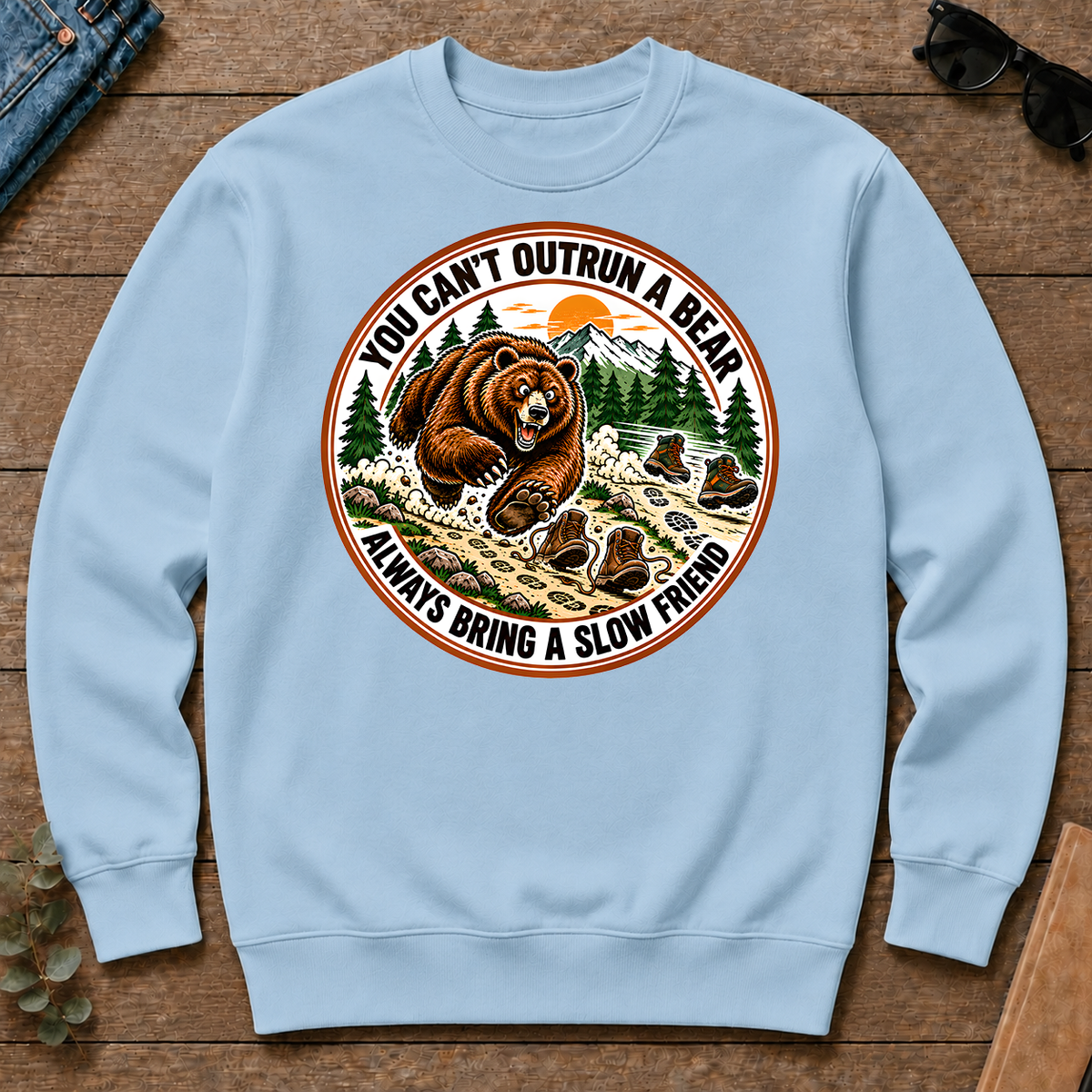 Funny You Can't Outrun A Bear Always Bring A Slow Friend - light-blue - CS2D-LightBlue