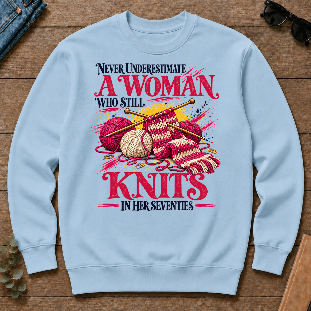 A Woman Still Knits In Her Seventies - light-blue - CS2D-LightBlue