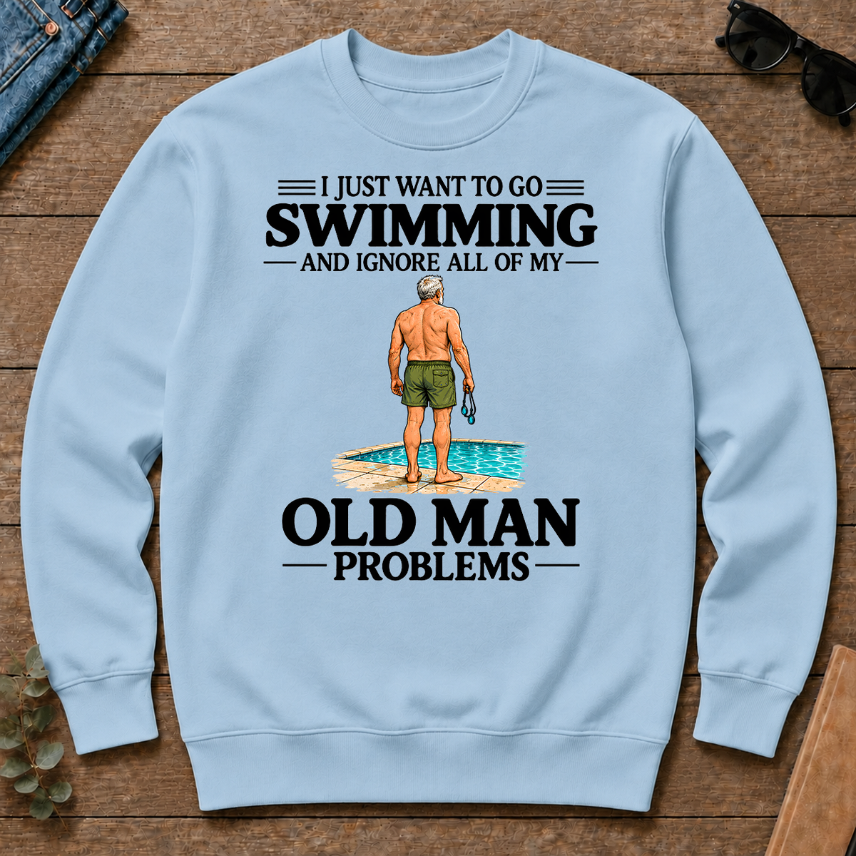 I Just Want To Go Swimming Vintage Men - light-blue - CS2D-LightBlue