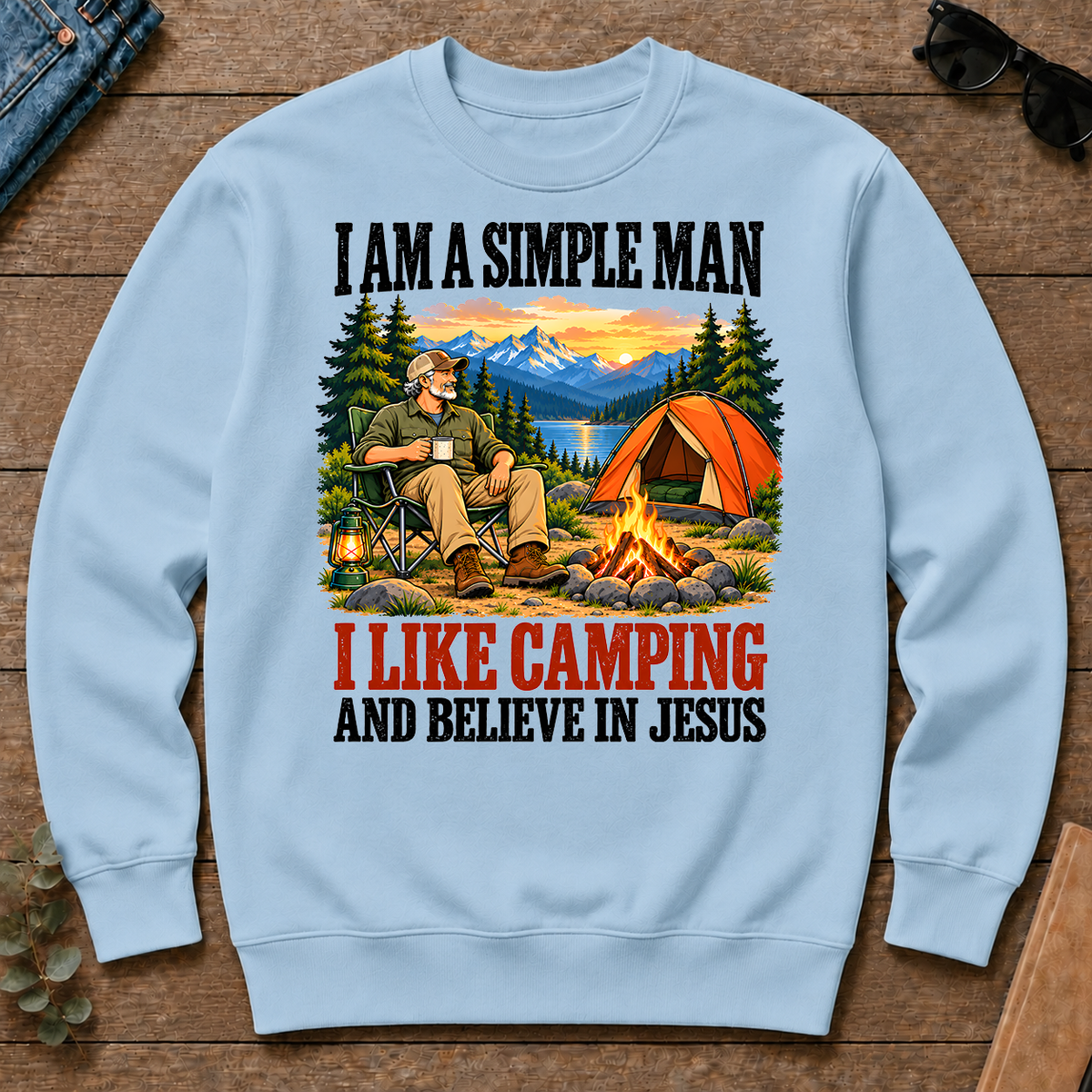 I Like Camping & Believe In Jesus - light-blue - CS2D-LightBlue