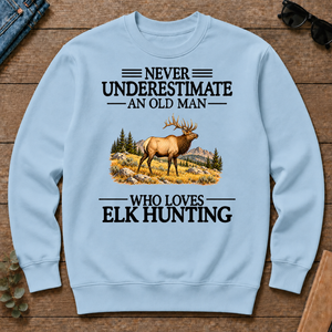 Never Underestimate An Old Man Who Loves Elk Hunting - light-blue - CS2D-LightBlue