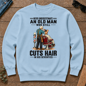 An Old Man Still Cuts Hair In His 70s - light-blue - CS2D-LightBlue