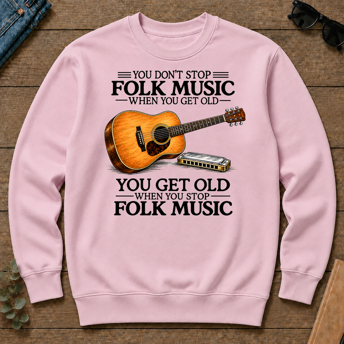 Don't Stop Playing Folk Music Vintage Art - light-pink - CS2D-LightPink