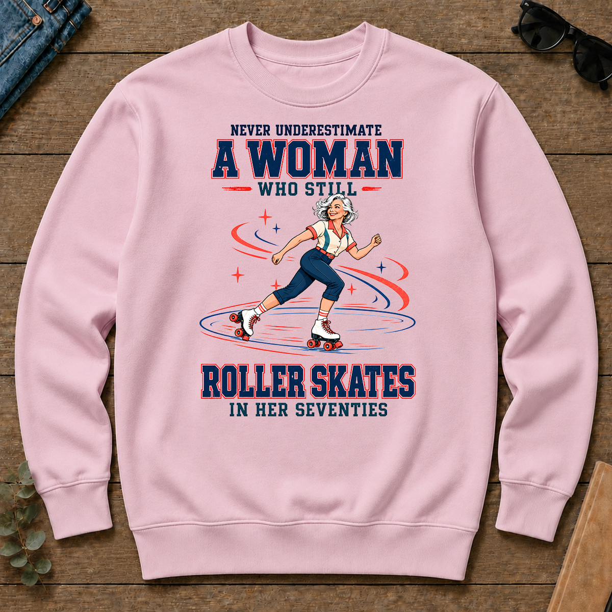 Never Underestimate A Woman Still Roller Skates - light-pink - CS2D-LightPink