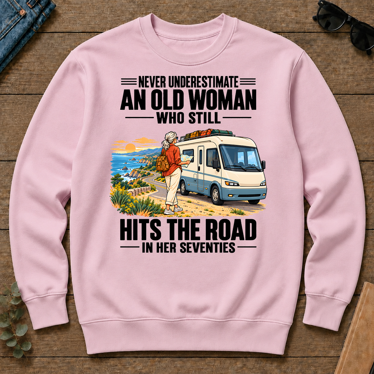 An Old Woman Still Hits The Road In Her 70s - light-pink - CS2D-LightPink