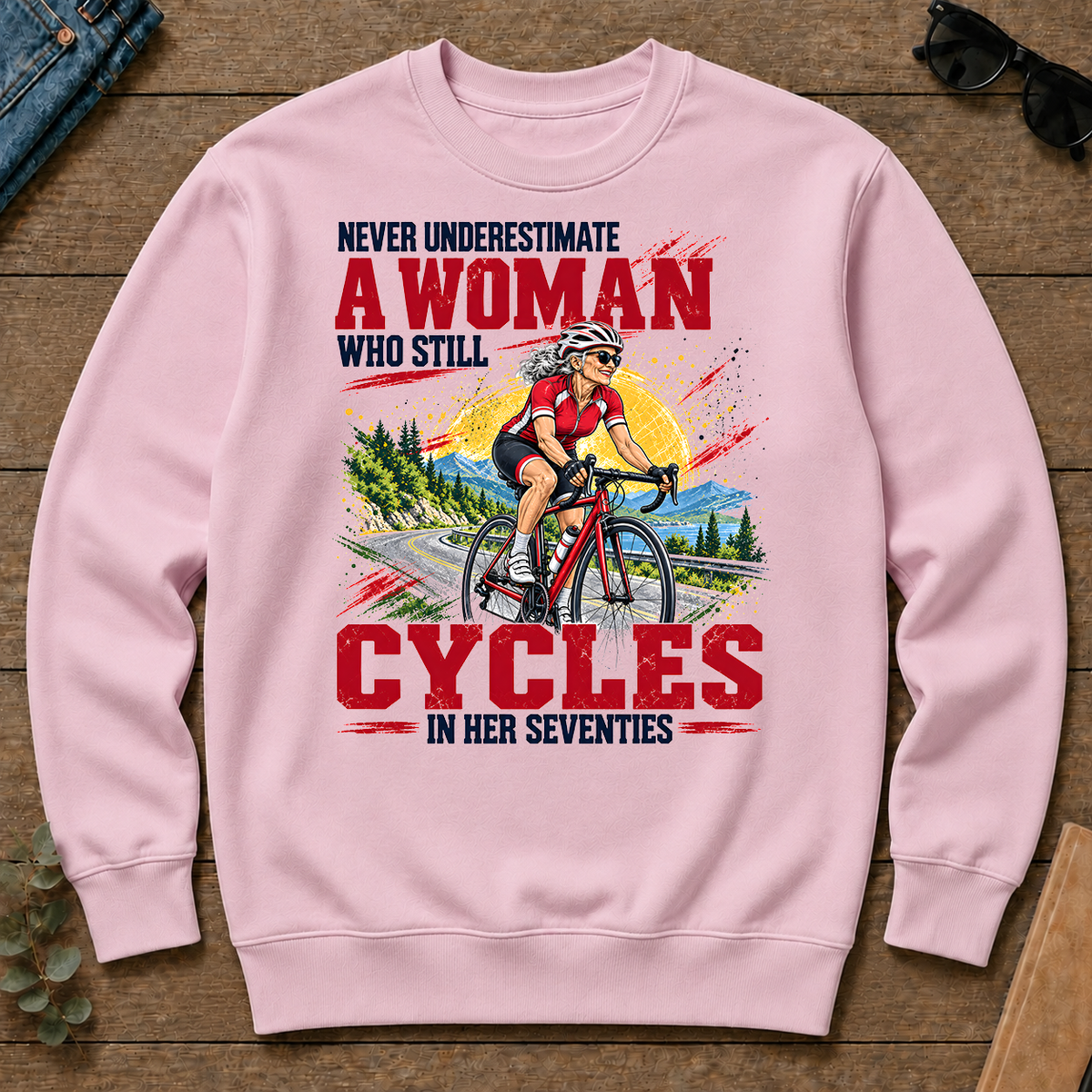 A Woman Still Cycles In Her 70s - light-pink - CS2D-LightPink