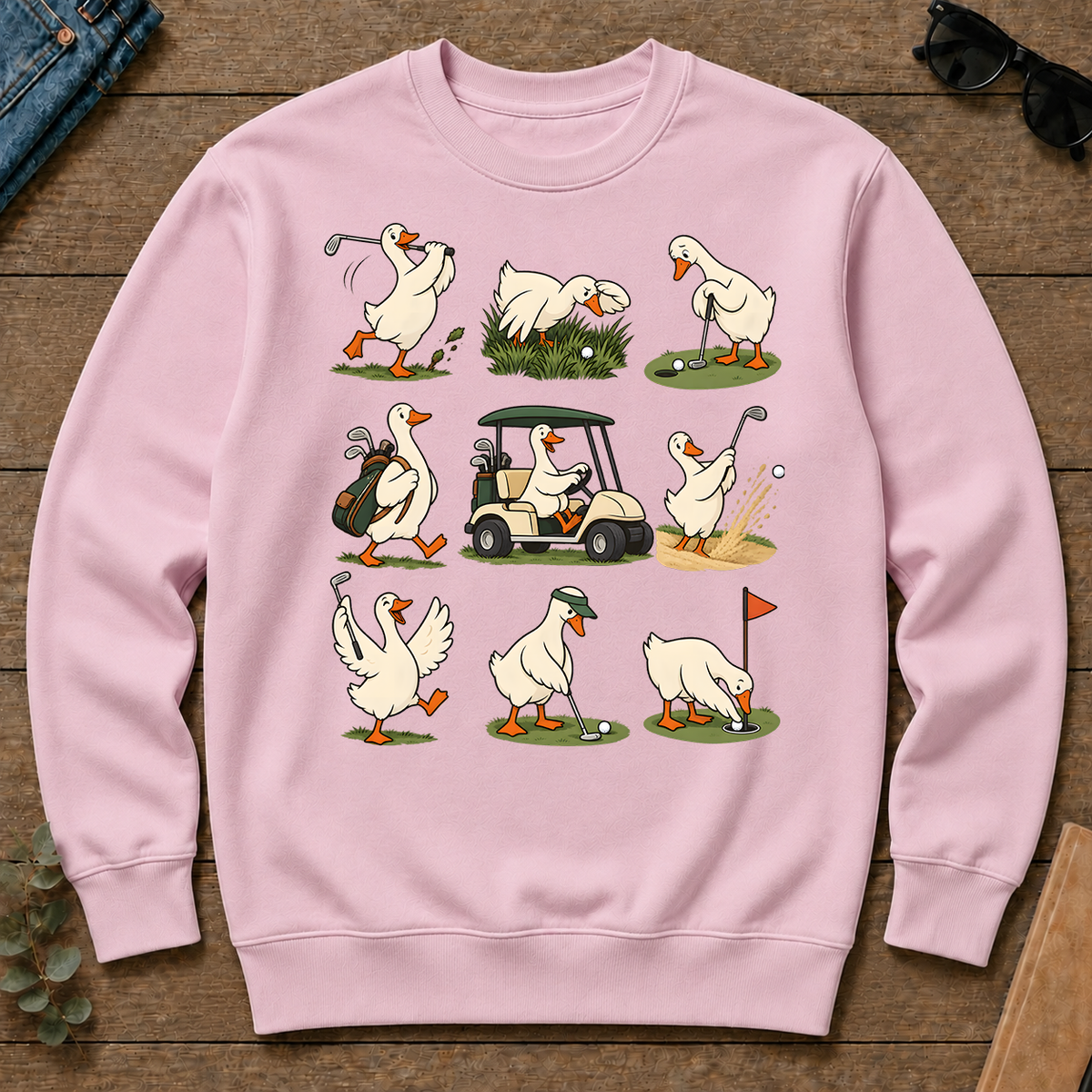 Funny Ducks Playing Golf - light-pink - CS2D-LightPink