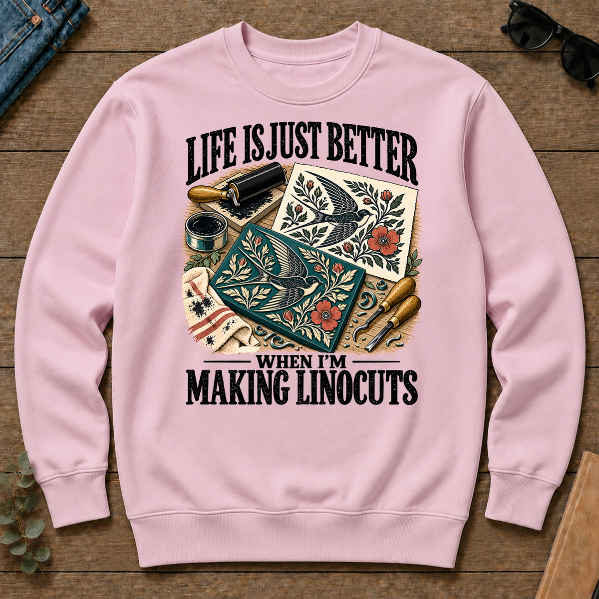 Life Is Just Better When I'm Making Linocuts - light-pink - CS2D-LightPink