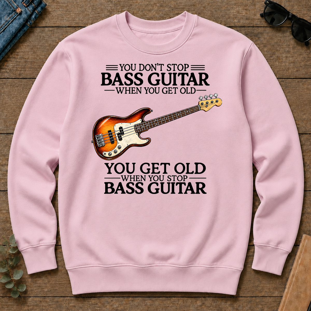 Don't Stop Playing Bass Guitar Vintage Art - light-pink - CS2D-LightPink