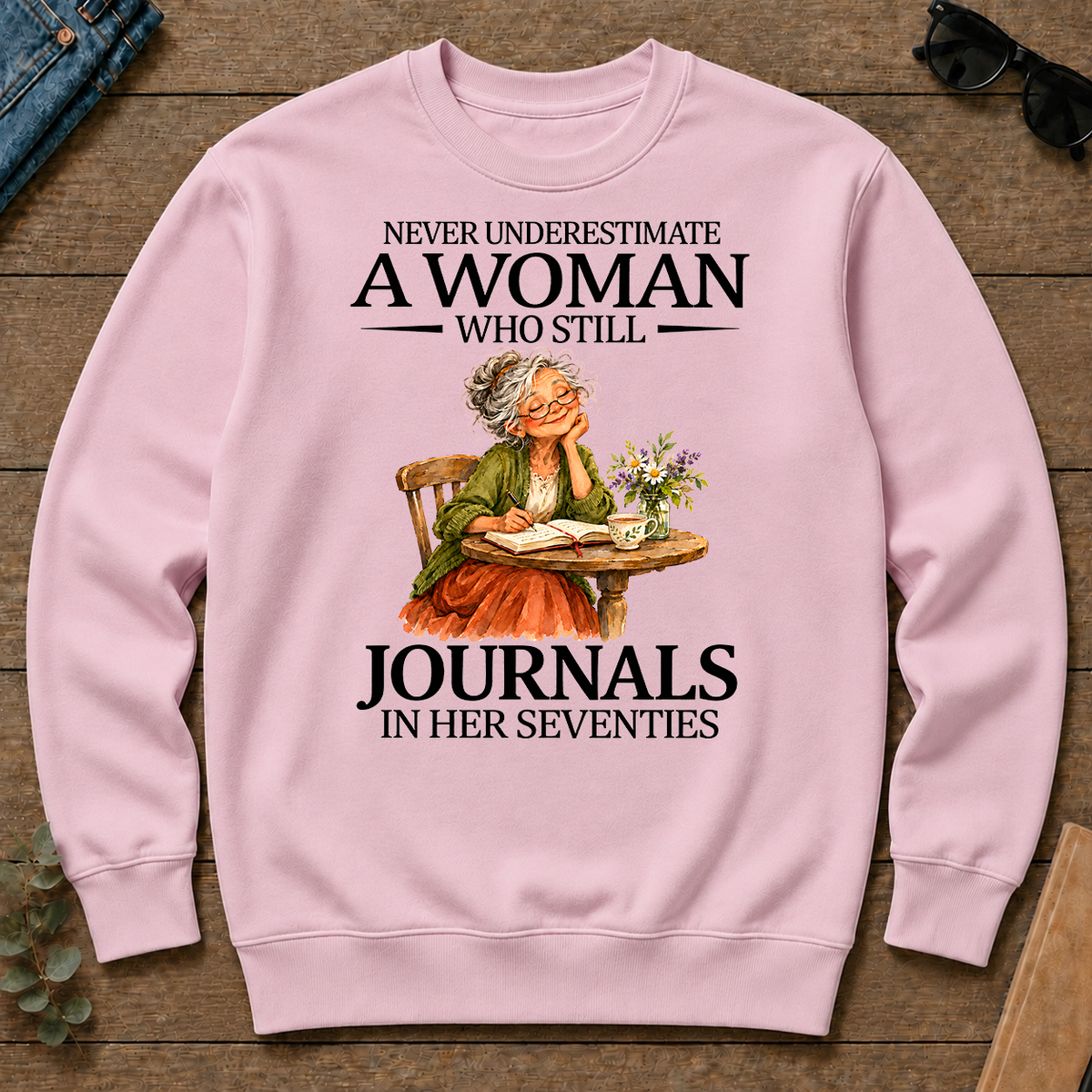 Funny A Woman Still Journals In Her Seventies - light-pink - CS2D-LightPink