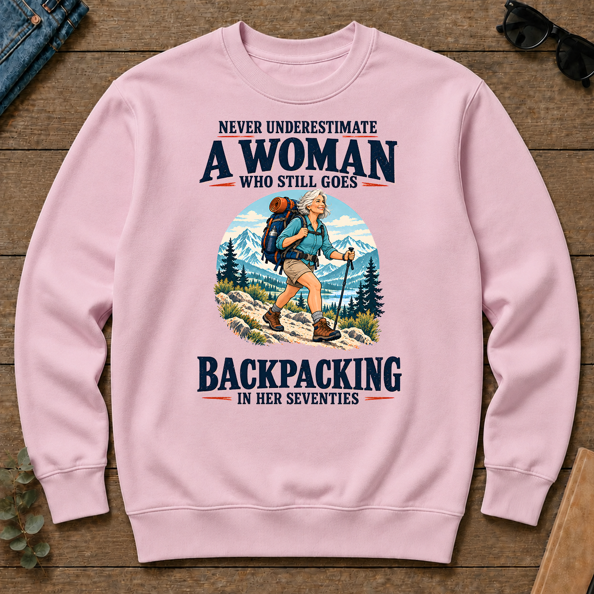 Never Underestimate A Woman Still Goes Backpacking - light-pink - CS2D-LightPink