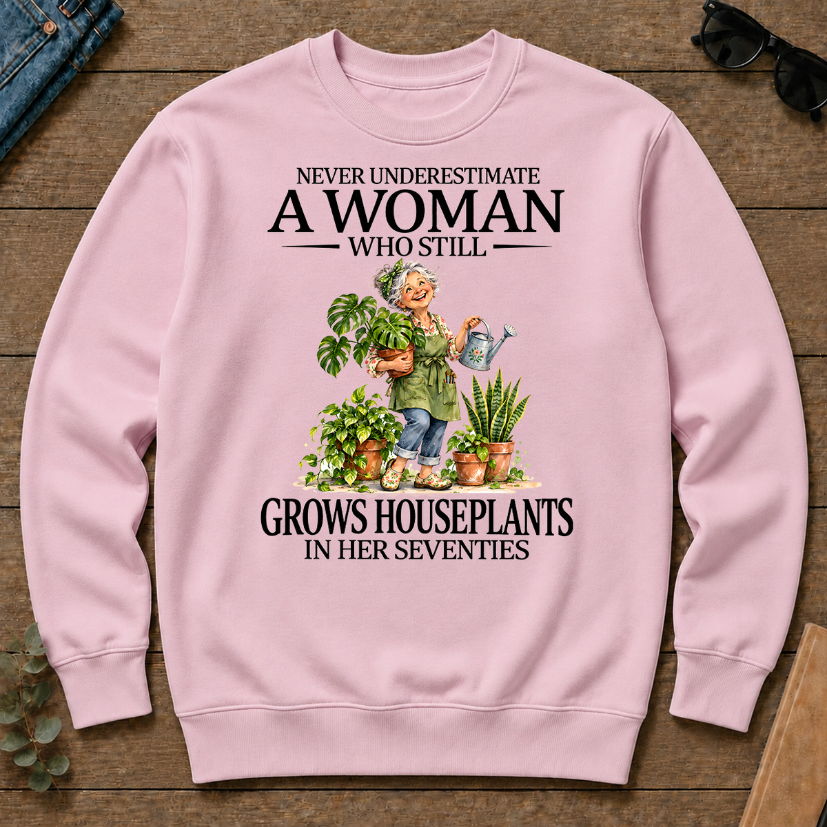 Funny A Woman Still Grows Houseplants In Her Seventies - light-pink - CS2D-LightPink