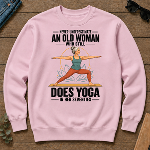 Never Underestimate An Old Woman Does Yoga In Her 70s - light-pink - CS2D-LightPink